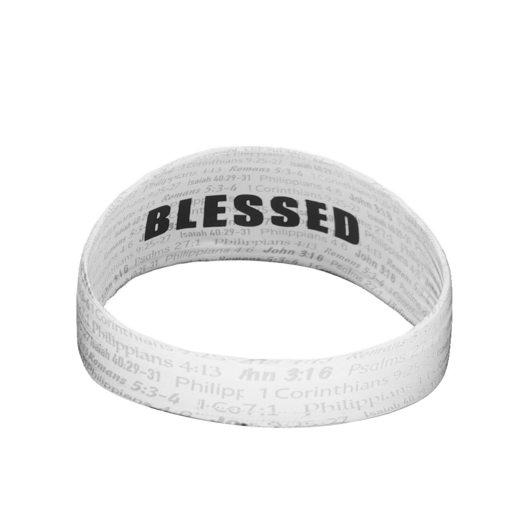 White BLESSED Headband - Maximum Velocity Sports