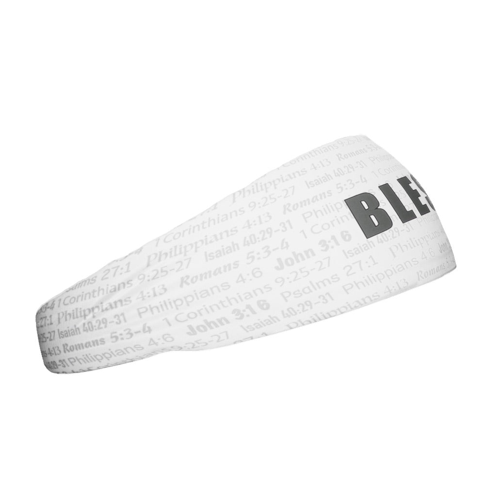 White BLESSED Headband - Maximum Velocity Sports