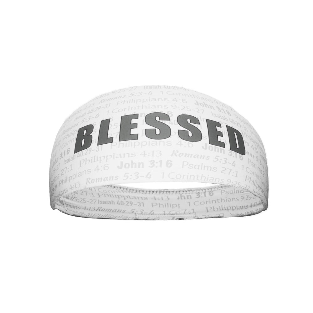 White BLESSED Headband - Maximum Velocity Sports