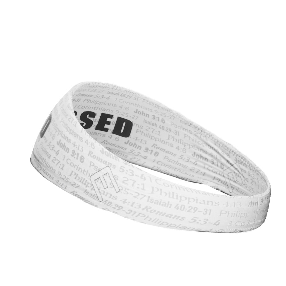 White BLESSED Headband - Maximum Velocity Sports