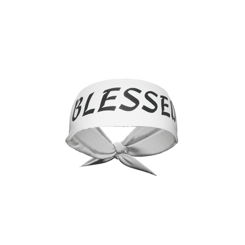 White BLESSED Tie Headband - Maximum Velocity Sports