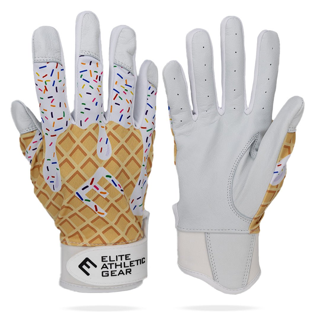 White Ice Cream Batting Gloves - Maximum Velocity Sports