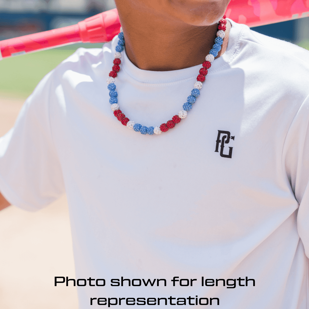 Whiteout Iced Out Baseball Bead Necklace | White - Maximum Velocity Sports