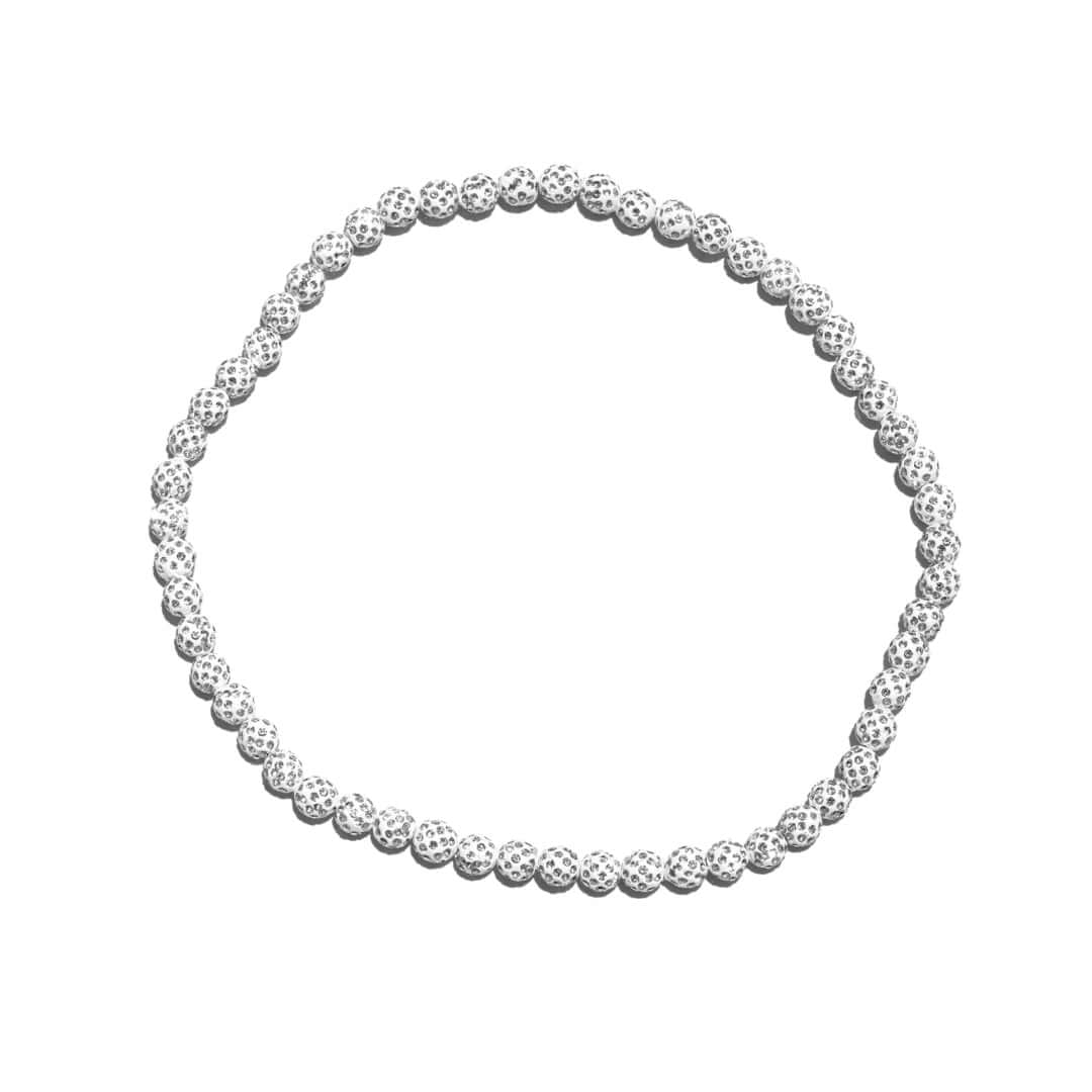 Whiteout Iced Out Baseball Bead Necklace | White - Maximum Velocity Sports