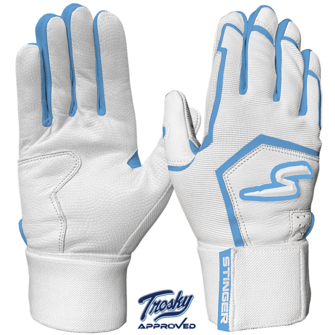 Winder Series Batting Gloves - Columbia Blue & White - Maximum Velocity Sports