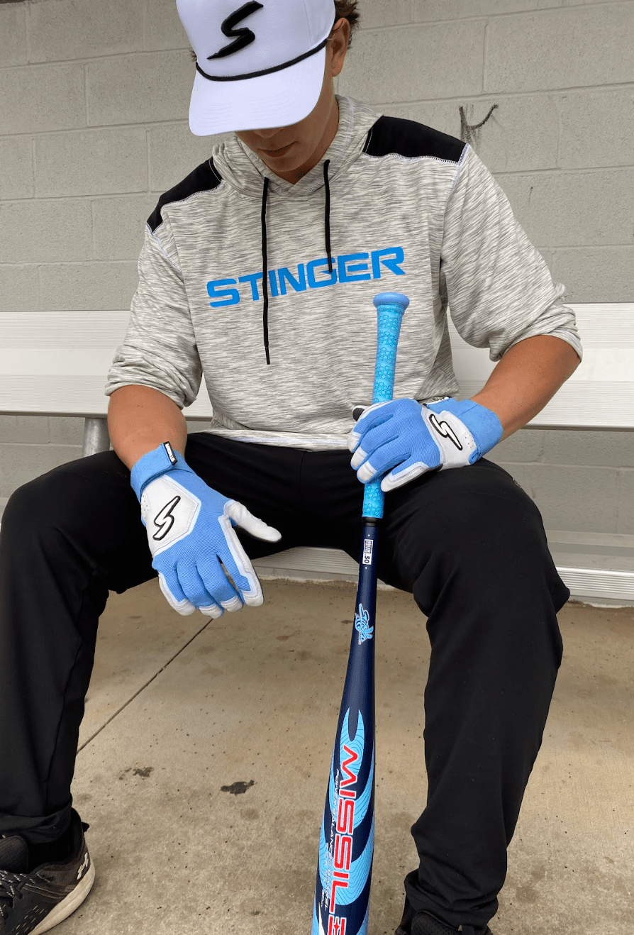 Winder Series Batting Gloves - Columbia Blue/White & Graphite - Maximum Velocity Sports