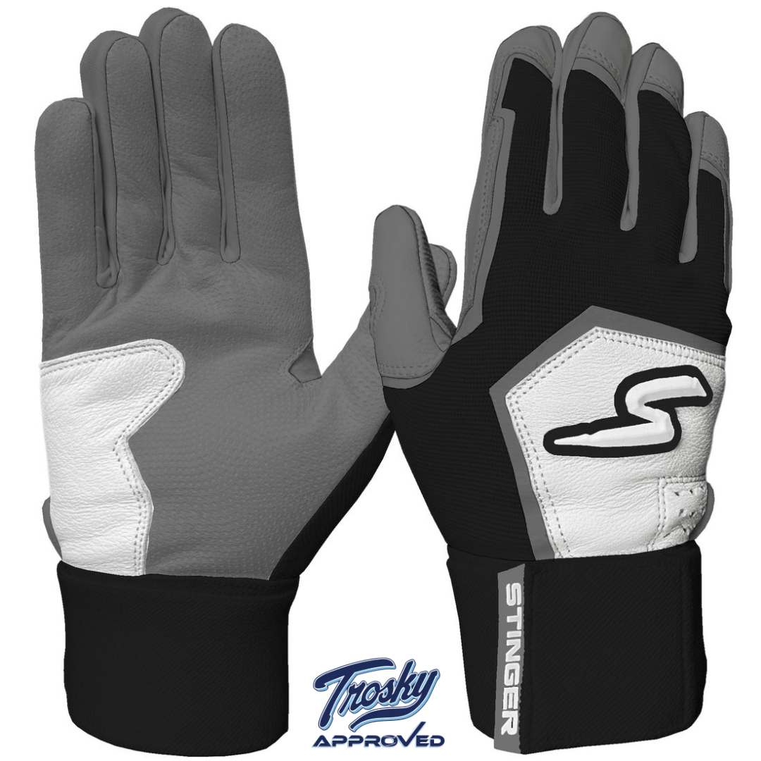 Winder Series Batting Gloves - Graphite/Black & White - Maximum Velocity Sports