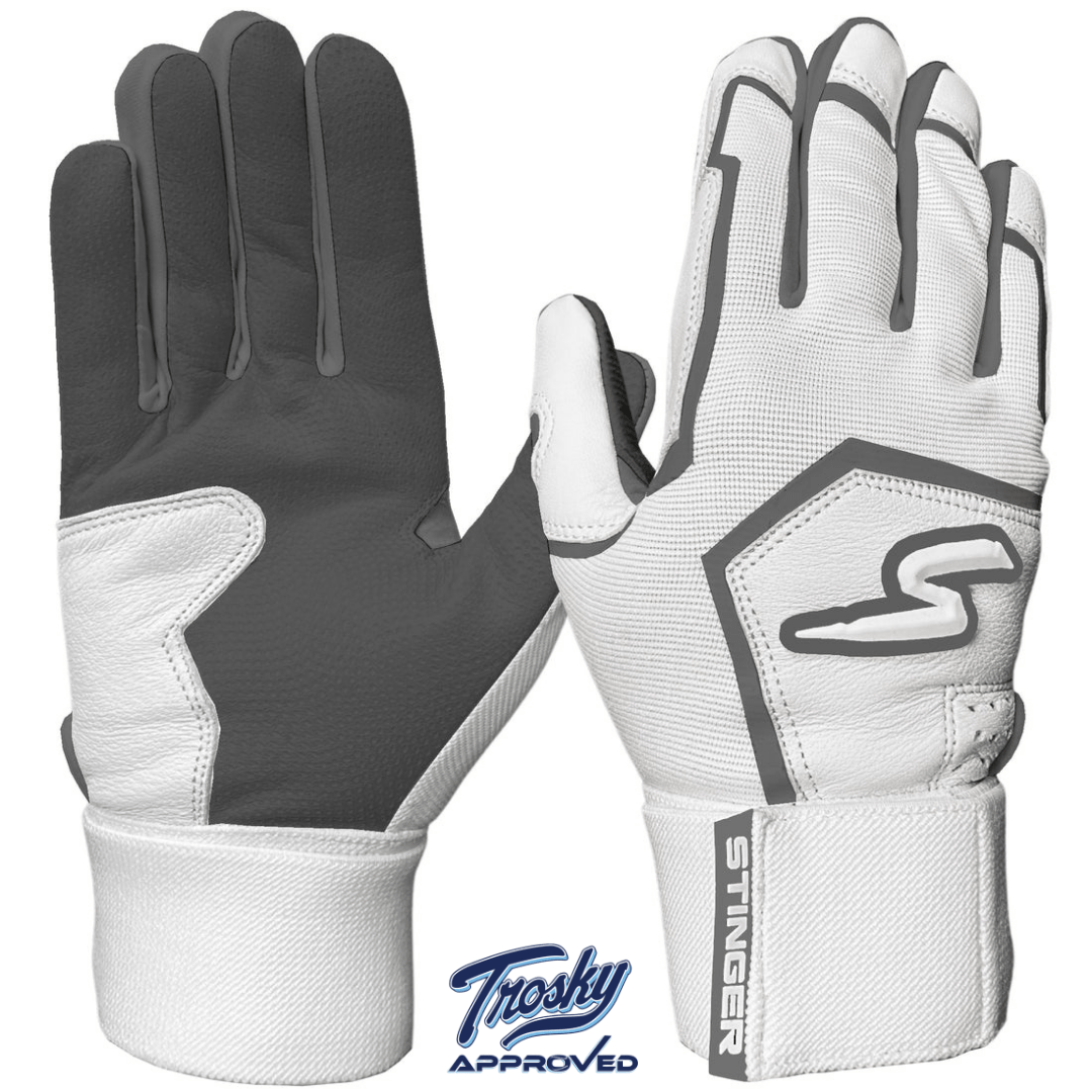 Winder Series Batting Gloves - Gray & White - Maximum Velocity Sports