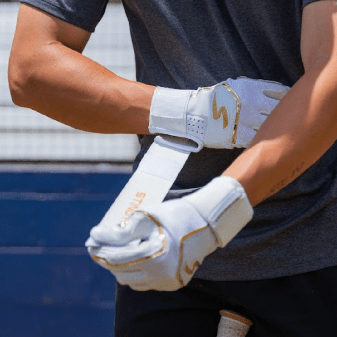 Winder Series Batting Gloves - White & Gold Chrome - Maximum Velocity Sports