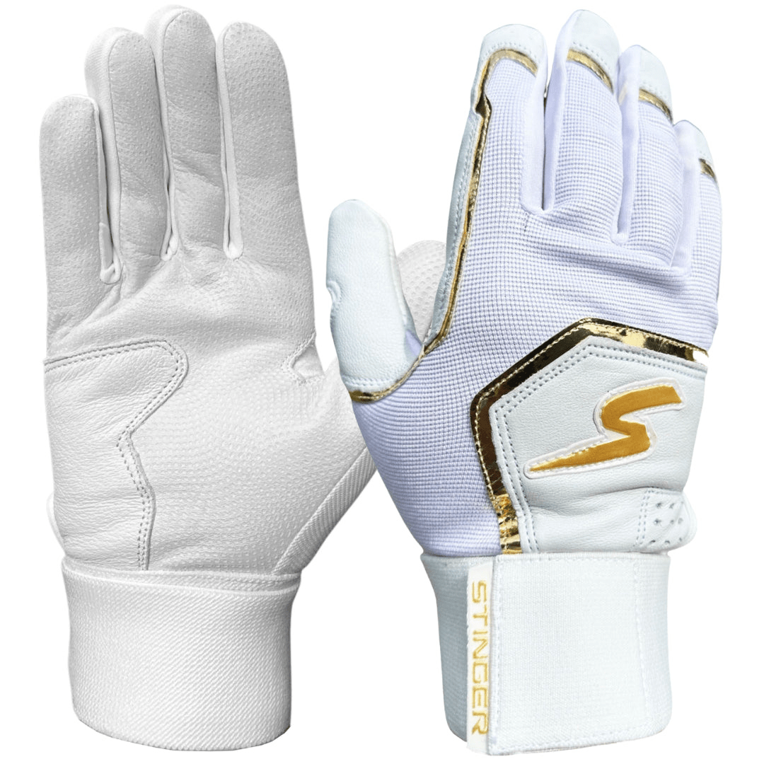 Winder Series Batting Gloves - White & Gold Chrome - Maximum Velocity Sports