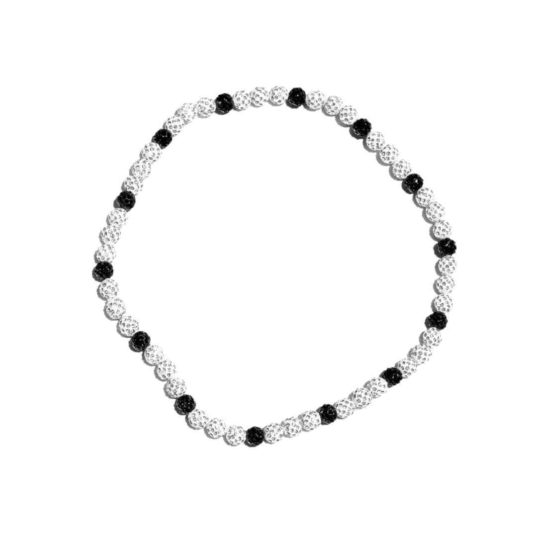 Ying Yang Iced Out Baseball Bead Necklace | Black & White - Maximum Velocity Sports