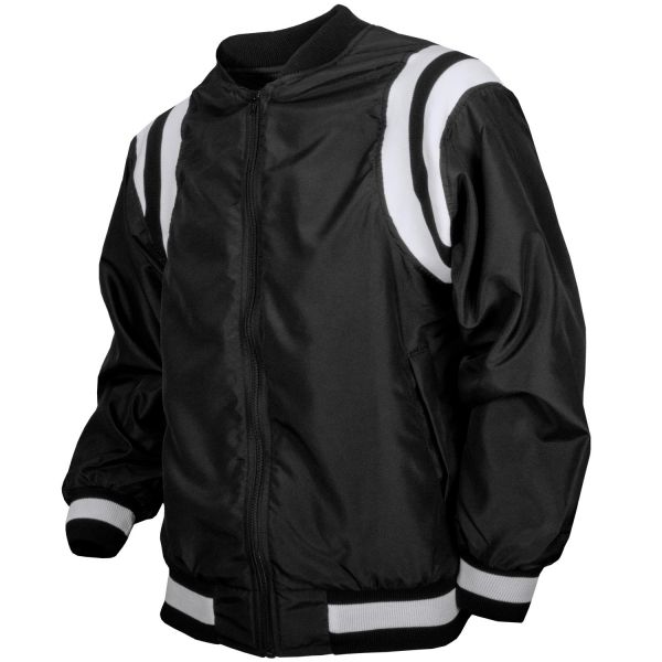 Zip Front Pre - Game Basketball Jacket - Black w/ White Dual Shoulder Stripes - Maximum Velocity Sports
