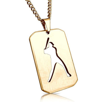 Baseball Cut Out Pendant With Chain Necklace - 14K Gold Plated Stainless Steel - Maximum Velocity Sports