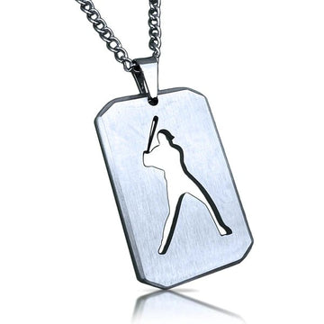 Baseball Cut Out Pendant With Chain Necklace - Stainless Steel - Maximum Velocity Sports