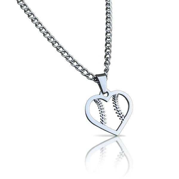 Baseball / Softball Heart Pendant With Chain Necklace - Maximum Velocity Sports