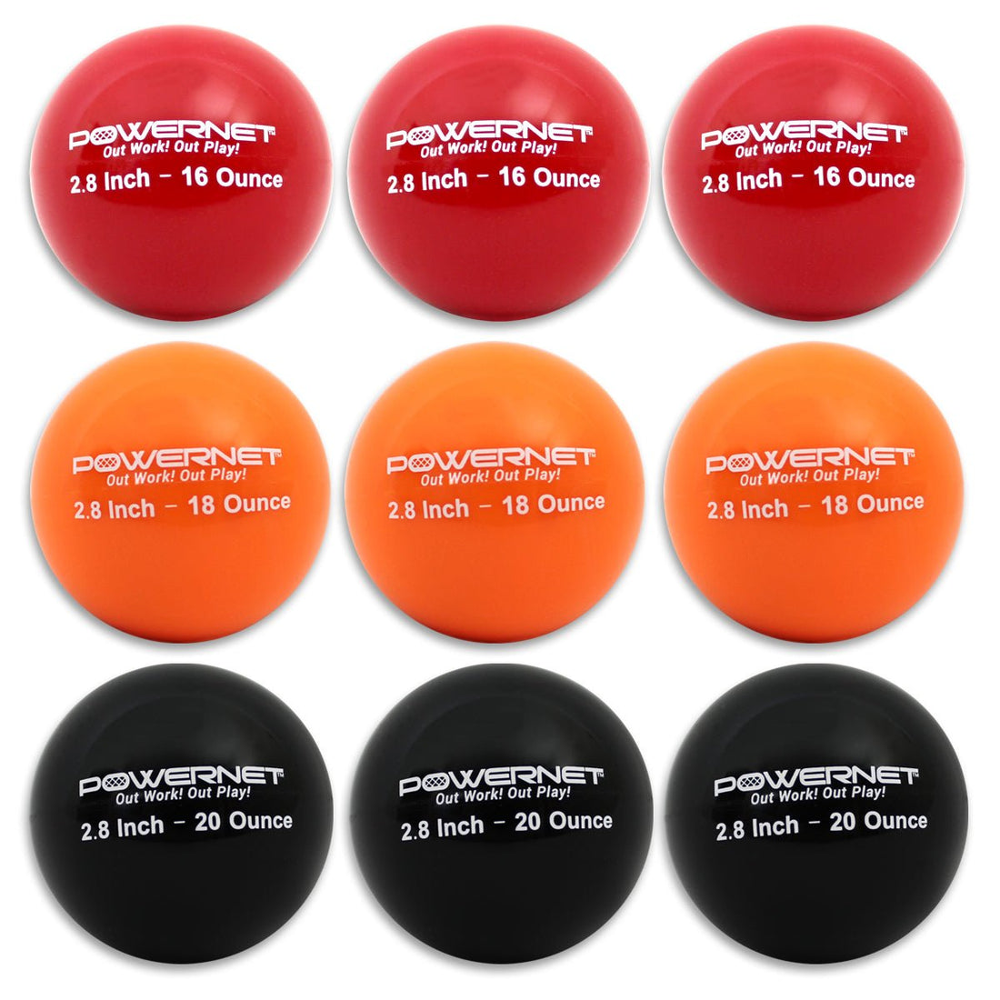PowerNet 2.8" Weighted Hitting Batting Progressive Training Balls (9 Pack) - Maximum Velocity Sports