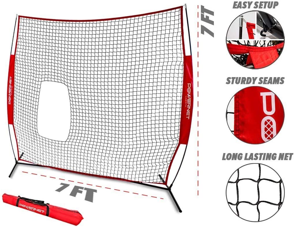 PowerNet 7x7 ft Pitch-Thru Protection Screen for Softball - Maximum Velocity Sports