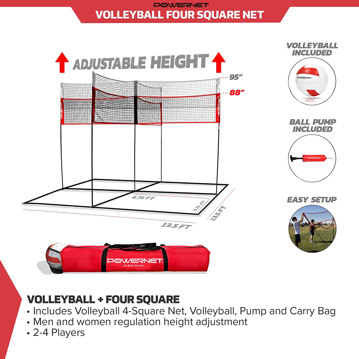 PowerNet Four Square Volleyball Net - Maximum Velocity Sports