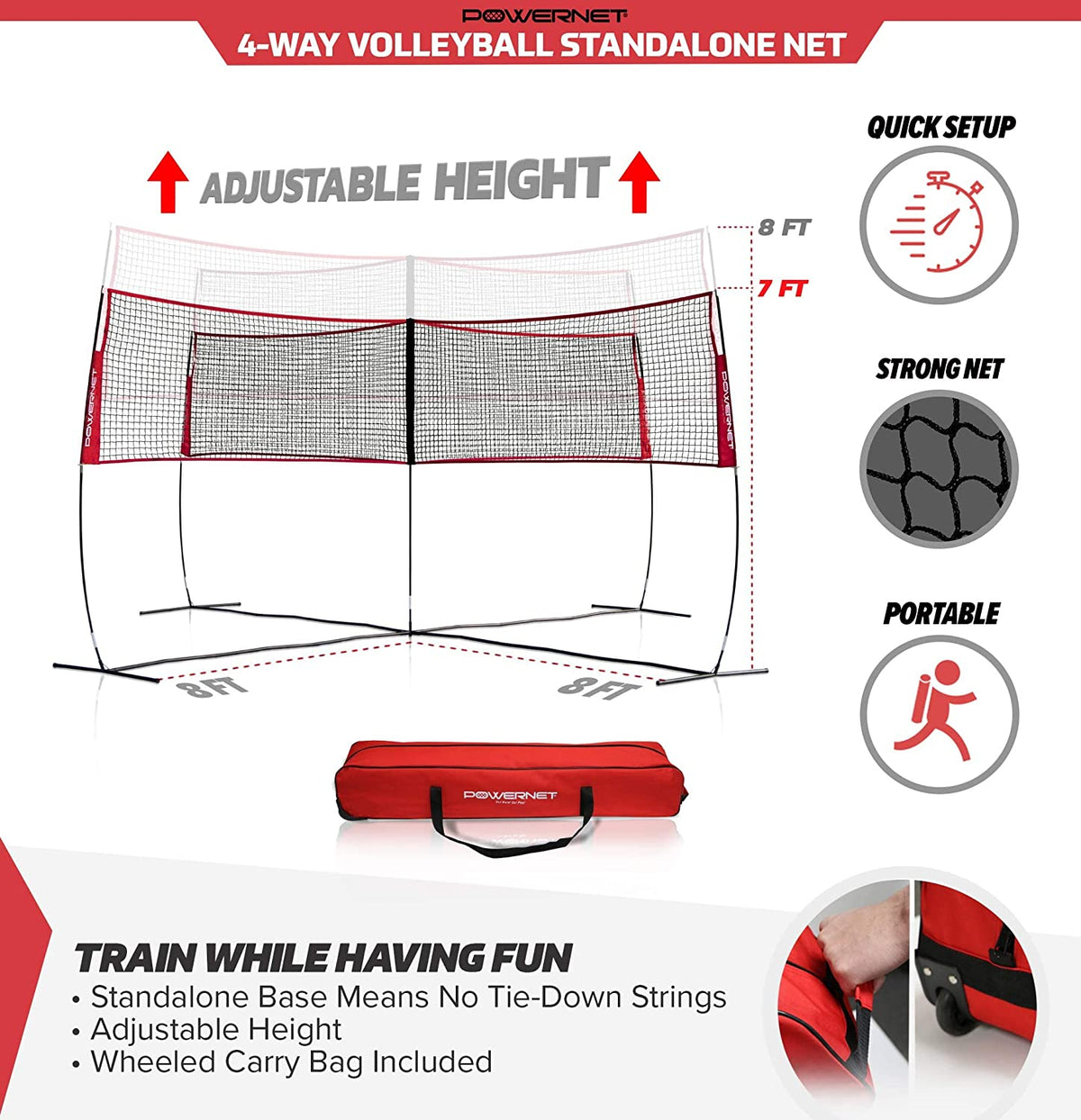 PowerNet Four Square Volleyball Net Standalone Unit