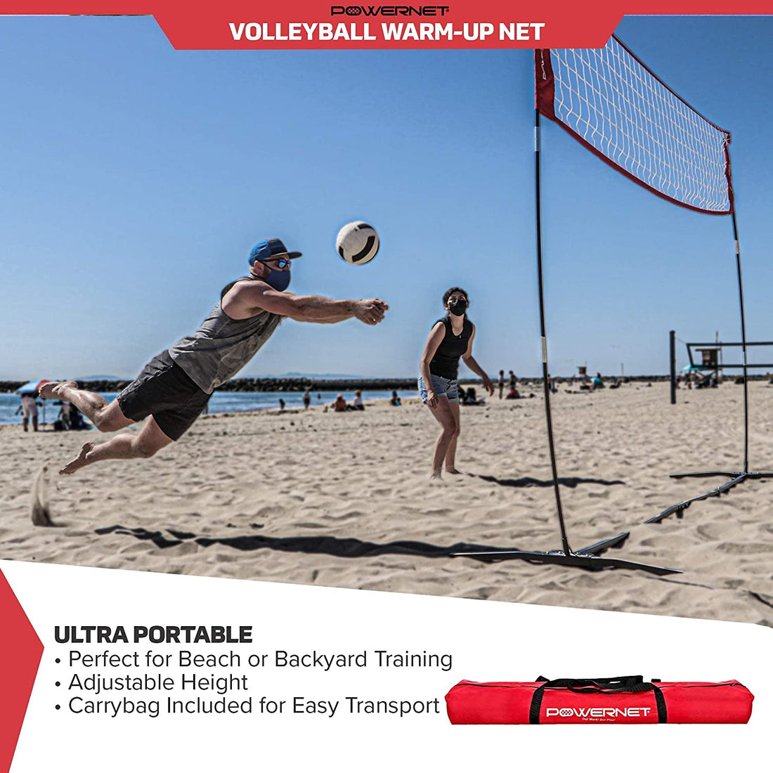 PowerNet Freestanding Volleyball Warm Up Net - Maximum Velocity Sports