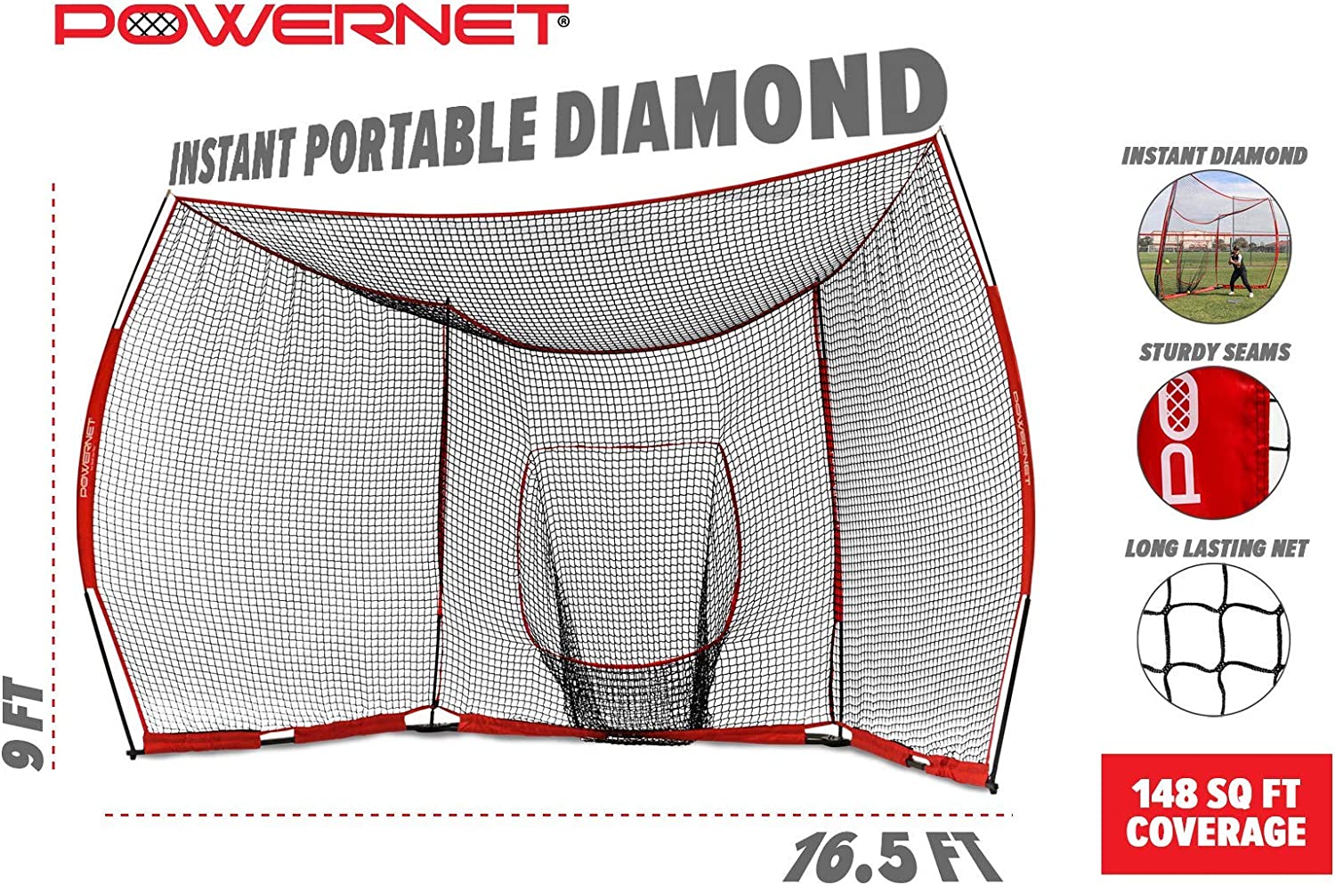PowerNet Large Portable Baseball Backstop
