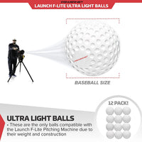 PowerNet Launch F-lite Ultra Light Dimpled Practice Balls for Pitching Machine - Maximum Velocity Sports