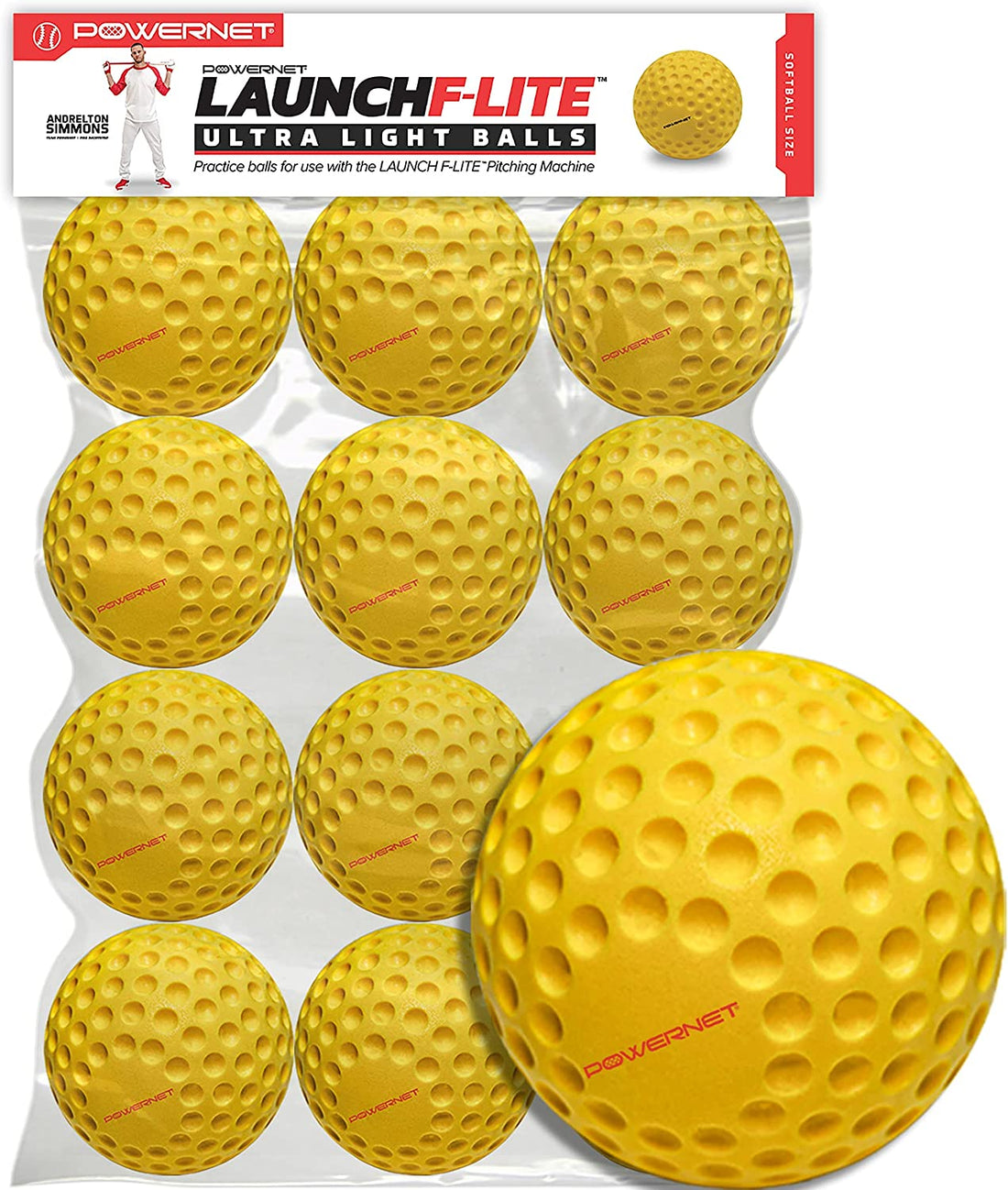 PowerNet Launch F-lite Ultra Light Dimpled Practice Balls for Pitching Machine - Maximum Velocity Sports