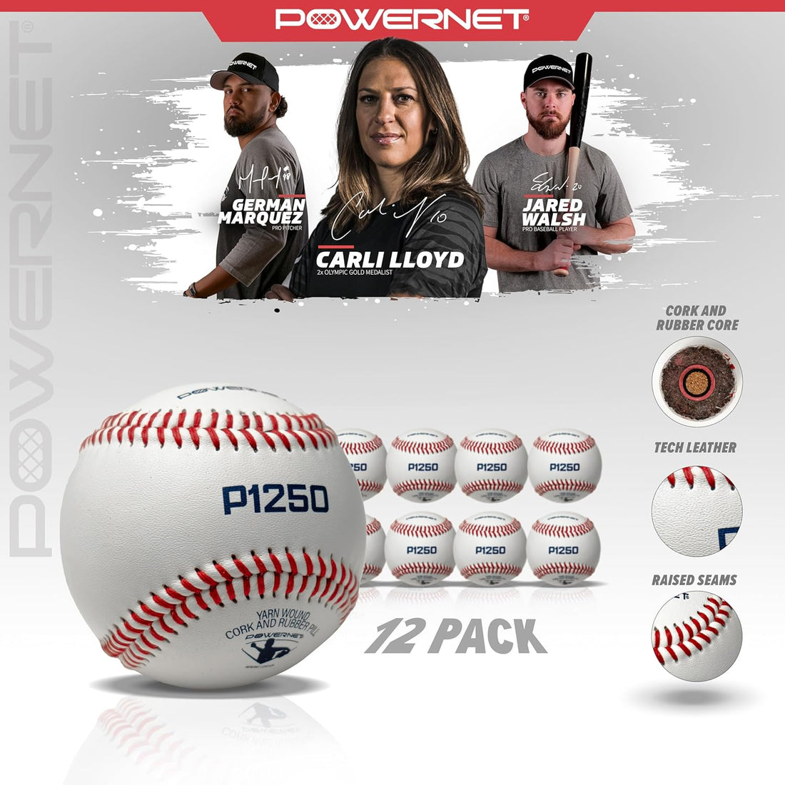 Powernet Leather Baseballs (12 pack) - Maximum Velocity Sports