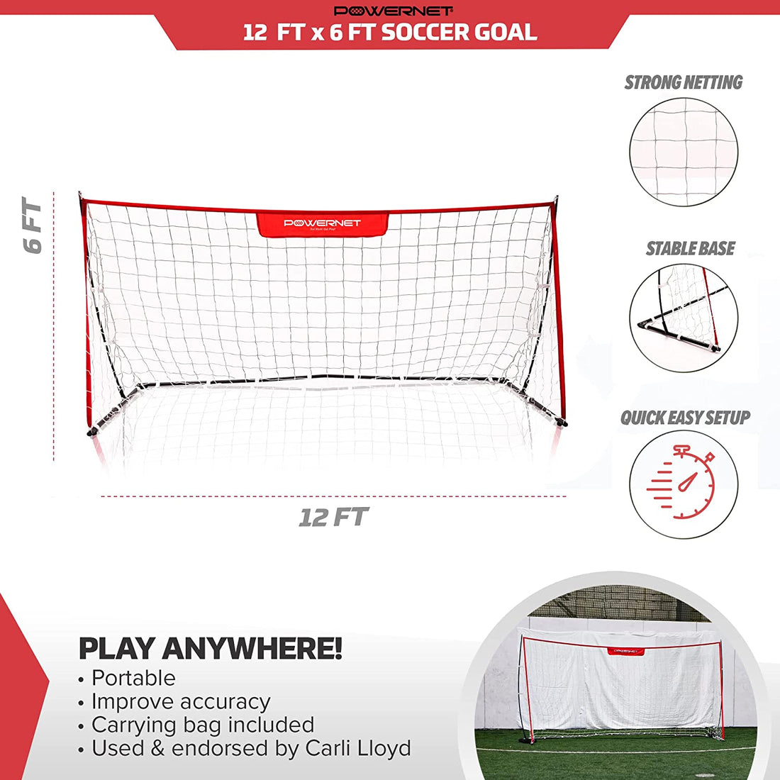 Powernet Light Weight Soccer Goals (With Sandbag) 3 Sizes - Maximum Velocity Sports