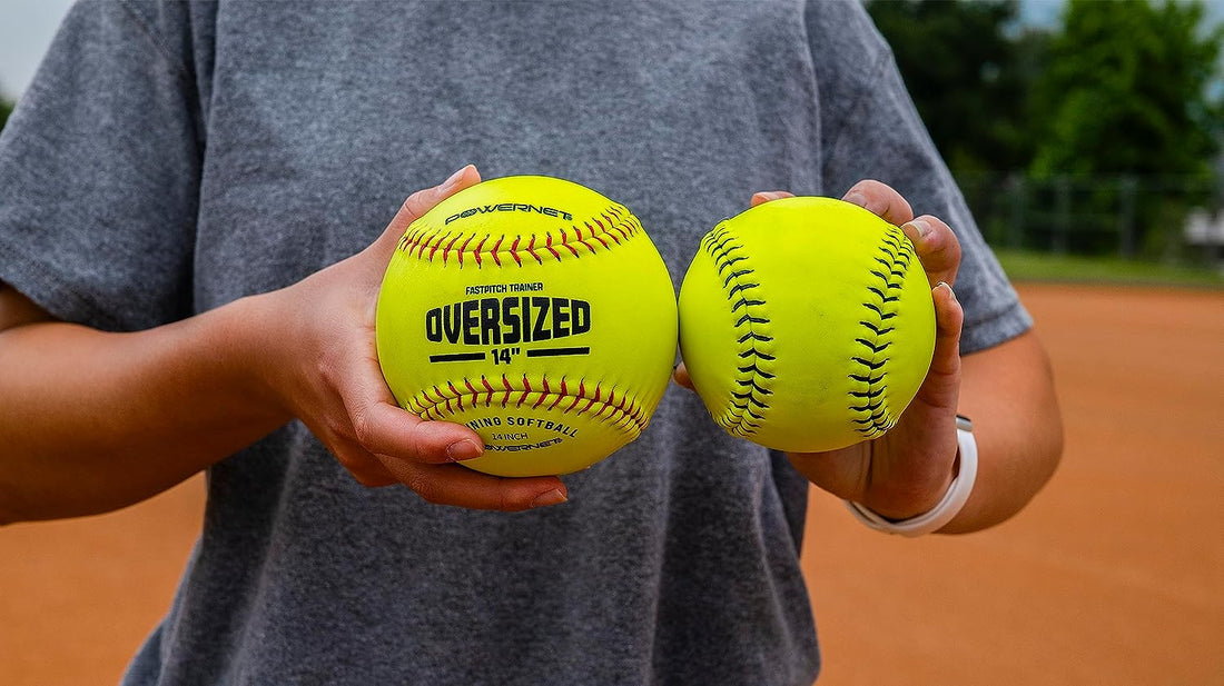 Powernet Oversized Softball 3-Pack | 14 Inch Ball Genuine Leather - Maximum Velocity Sports