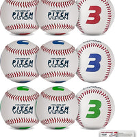 Powernet Pitch Vision Training Baseballs 3 or 9 Pack | 4 Numbered Sides | Multicolored - Maximum Velocity Sports