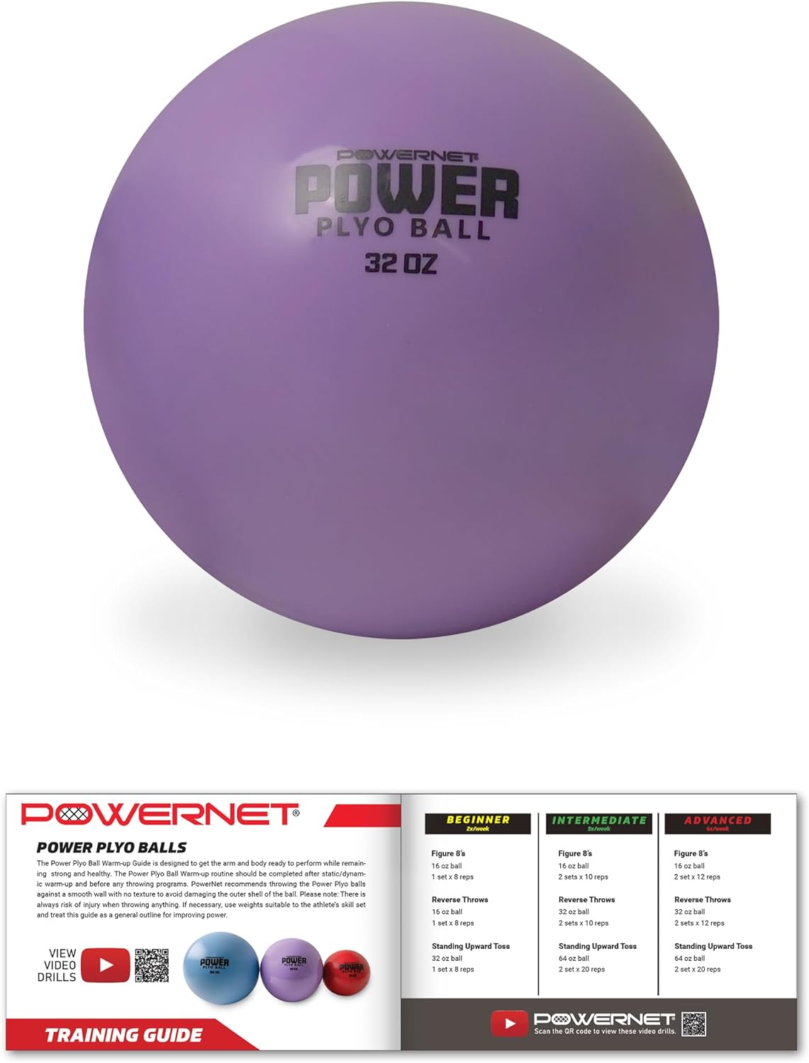 Balles D'Entraînement PowerNet Plyometric - Renforcement Bras Baseball/Softball - Remplies De Sable
