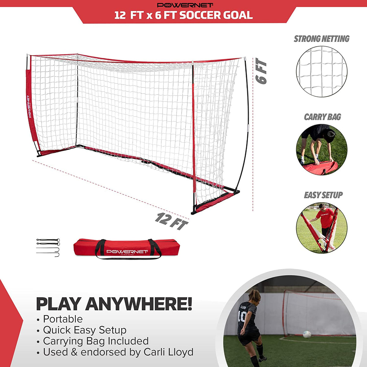PowerNet Soccer Goal 12 x 6 - Maximum Velocity Sports