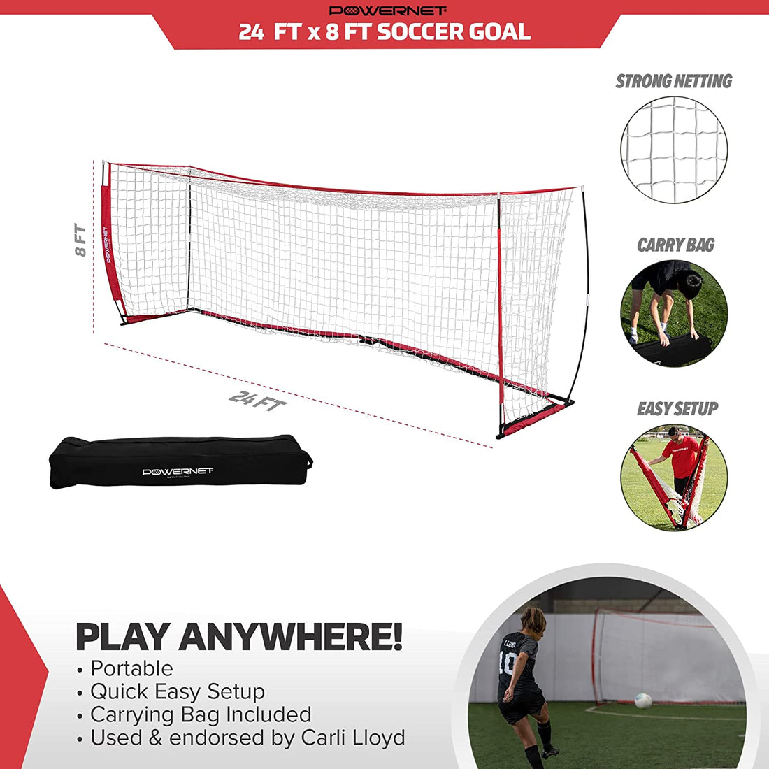 PowerNet Soccer Goal 24 x 8 - Maximum Velocity Sports