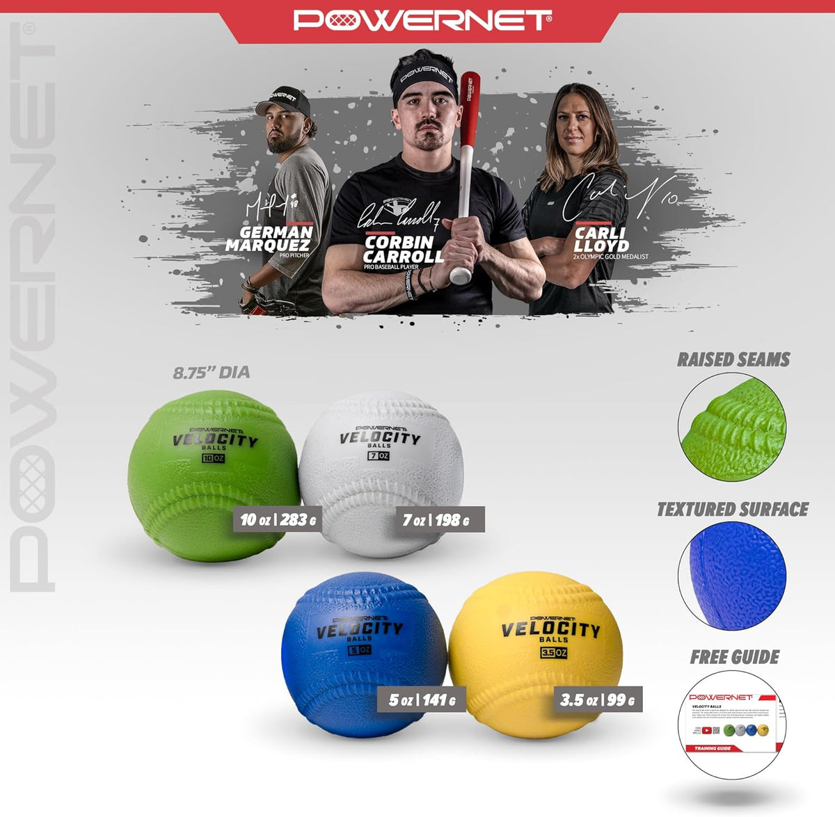 Powernet Velocity Balls 4-Pack for Baseball - Maximum Velocity Sports