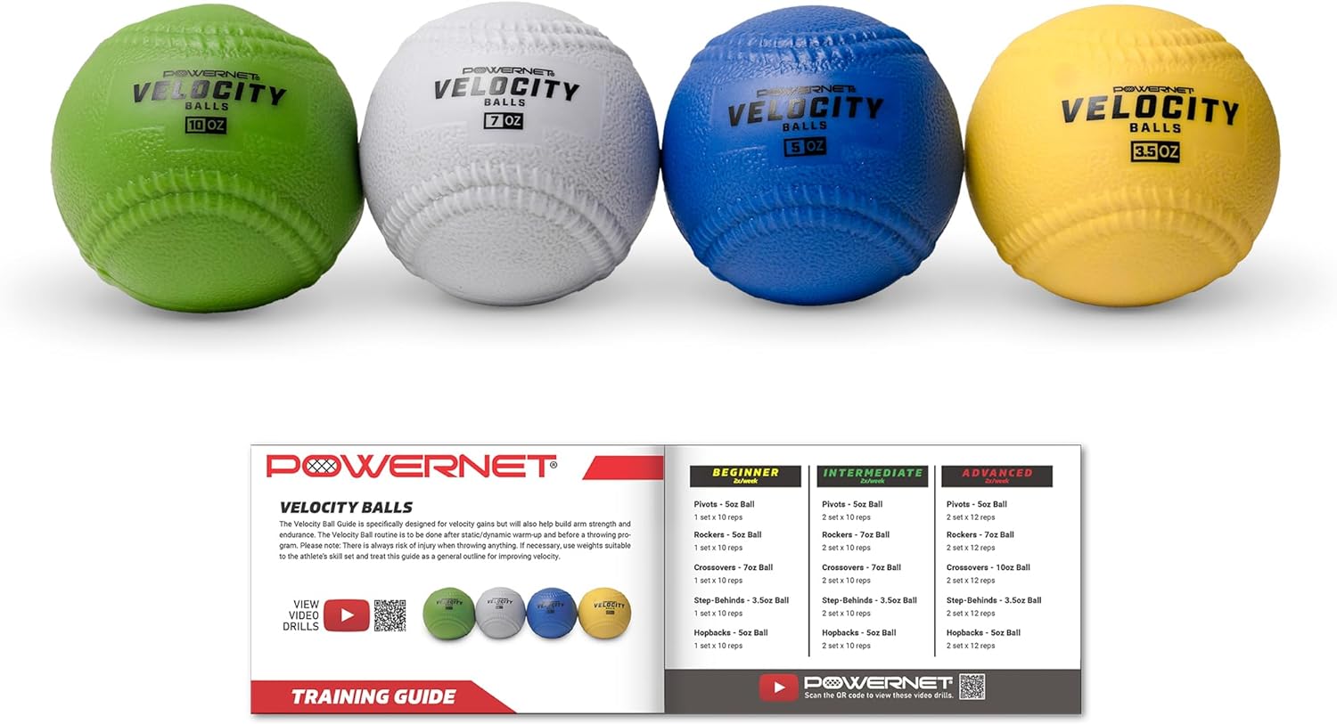 Powernet Velocity Balls 4-Pack for Baseball - Maximum Velocity Sports