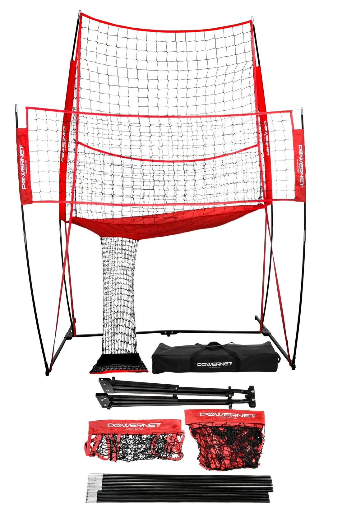 PowerNet Volleyball Practice Net Station | 8 ft Wide by 11 ft High - Maximum Velocity Sports