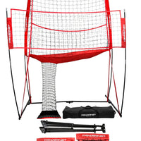 PowerNet Volleyball Practice Net Station | 8 ft Wide by 11 ft High - Maximum Velocity Sports