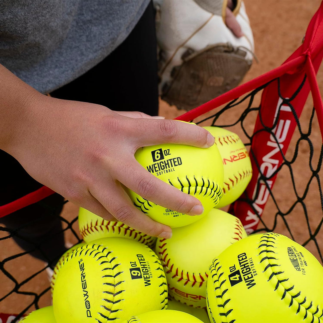 Powernet Weighted Softballs | Official 12 inch Size | 8 Different Weights Included | 4 to 12 oz | Under and Overload Training
