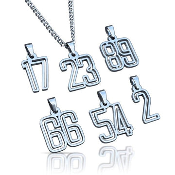 Varsity Number Pendant With Chain Necklace - Stainless Steel - Maximum Velocity Sports